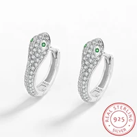 2022 new luxurious full diamond snake head shape earring for women animal emerald sterling silver valentines day gift jewelry