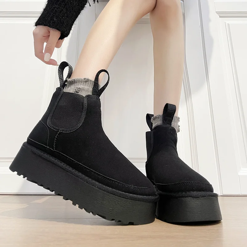 

Shoes Lolita Boots Flat Heel Winter Footwear Chelsea Round Toe Boots-Women 2022 Ladies Padded Ankle Autumn Med Rome Fabric Lace