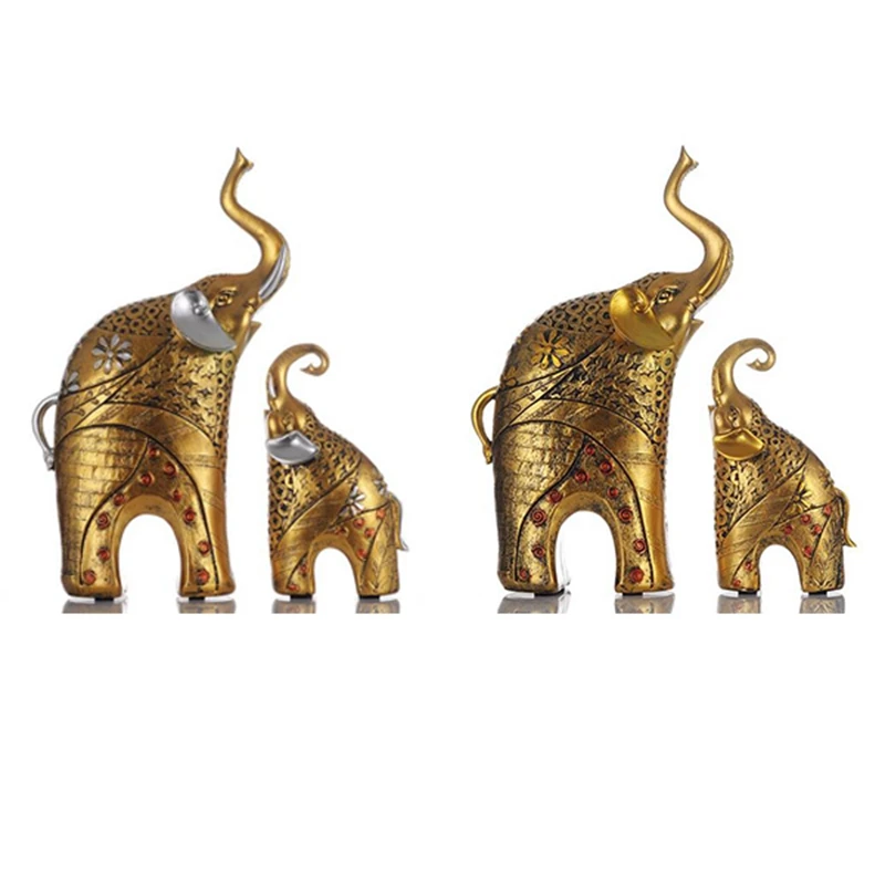 

Золотистый современный золотой слон из смолы аксессуары для украшения дома ремесла для скульптуры статуи украшения
