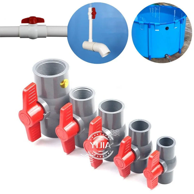 

1PC 1/2"~1" Thread and Socket Type PVC Ball Valve Pipe Connectors Aquarium Fish Tank Switch Valve for Garden Irrigation Fittings
