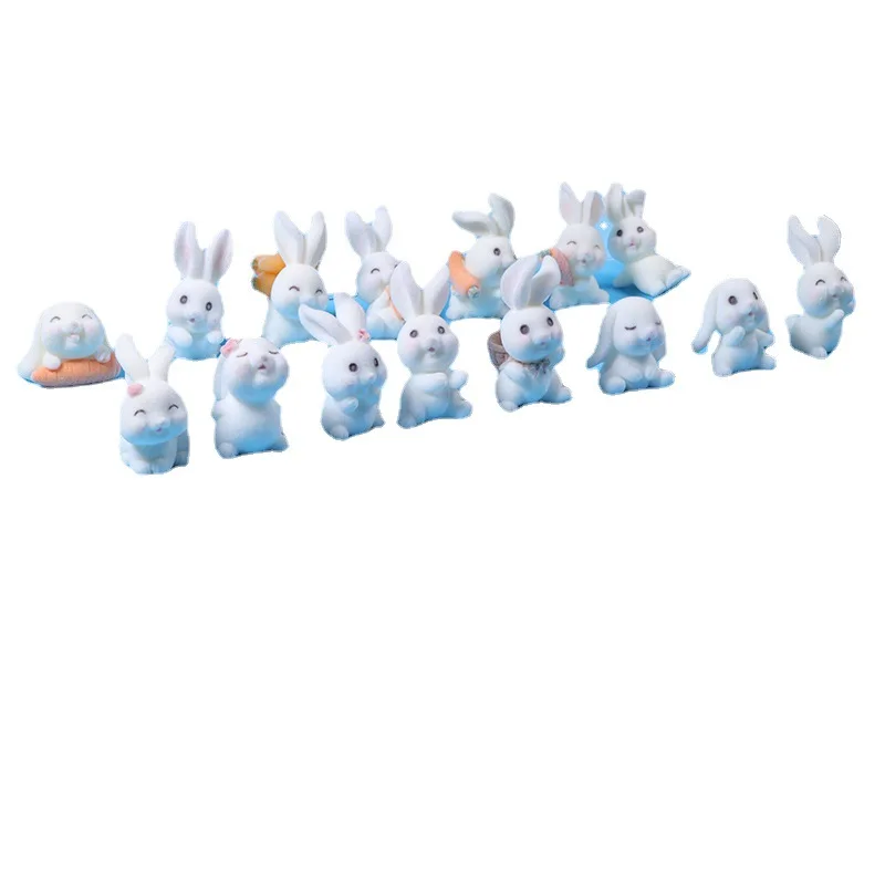 

1 Pcs 15 Style Miniature Hare Animal Figurine Resin Easter Decoration Cute Rabbit Craft Ornament Mini Bunny Garden