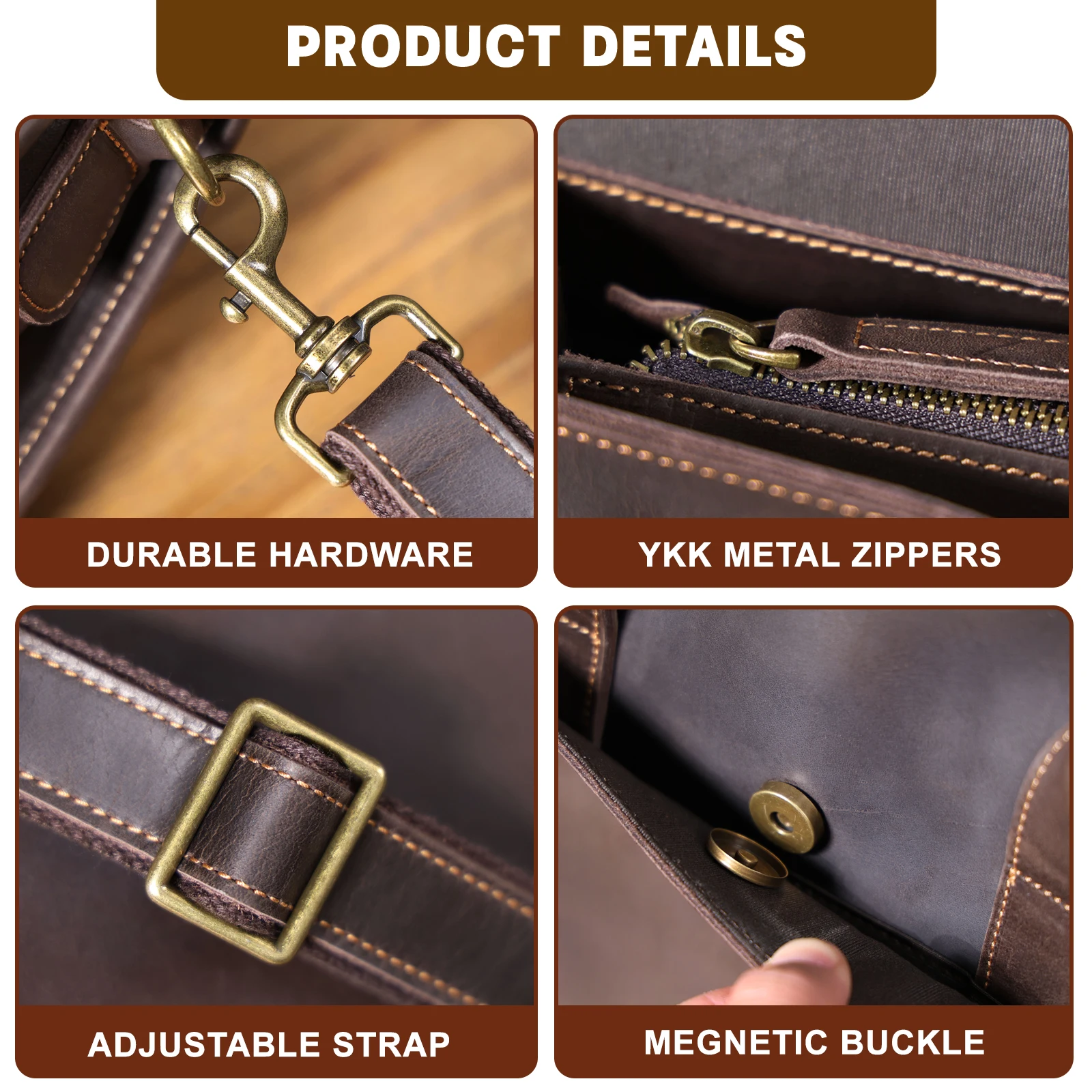 Мужской винтажный портфель из натуральной кожи