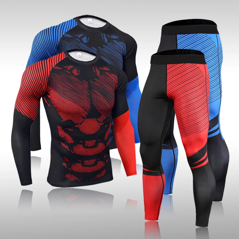 

Brand Tracksuit Men Sweat Suit High Quality Men's Sets Mens Clothes Quick Dry Compression T Shirt Pants Men Sportsuits Rashguard