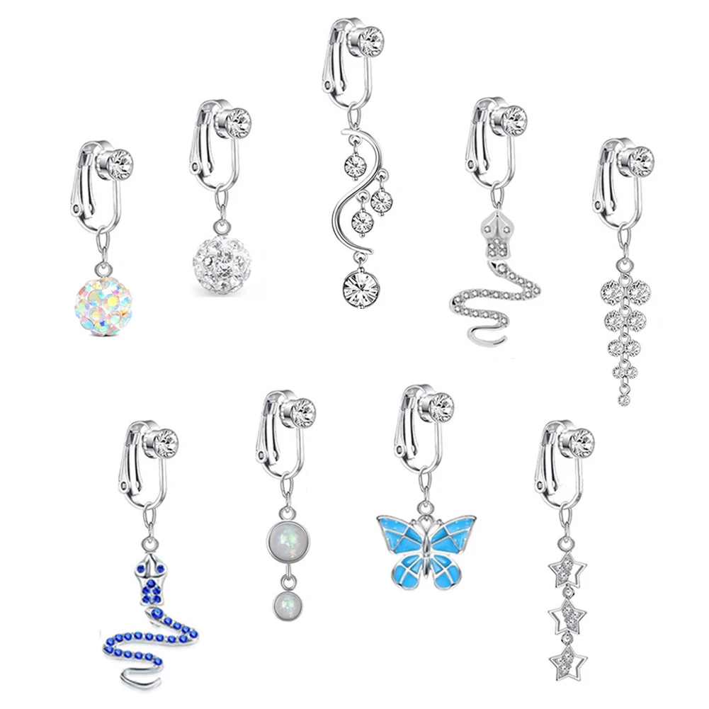 Кольцо-бабочка для пупка с имитацией Луны |