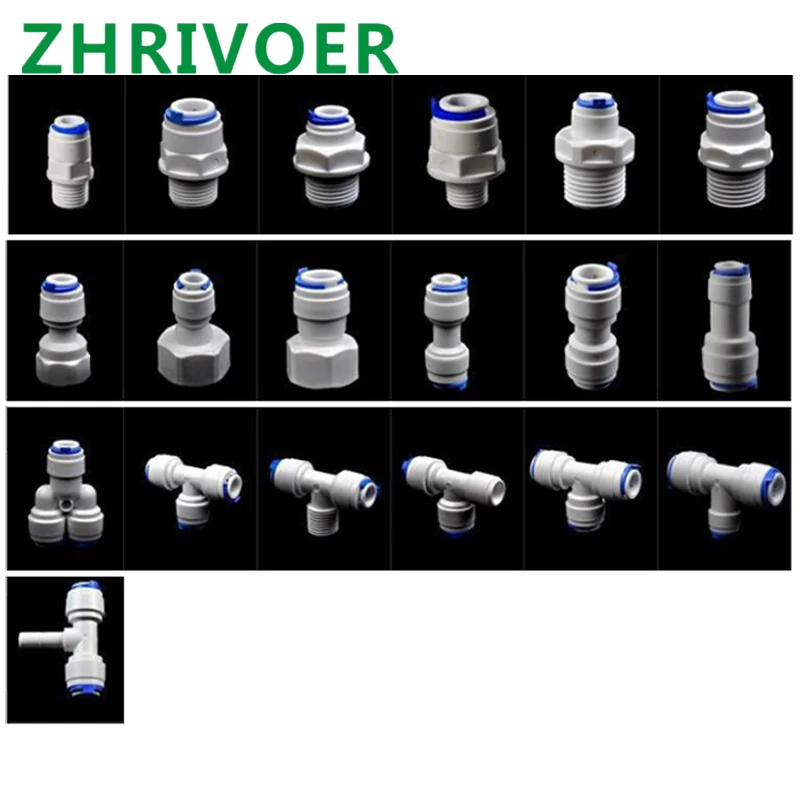 1/4" 3/8" OD Hose Tube 1/4" 1/2" 3/4" 1/8" Plastic Pipe Quick Connectors RO Water Connector Fittings Reverse Osmosis System