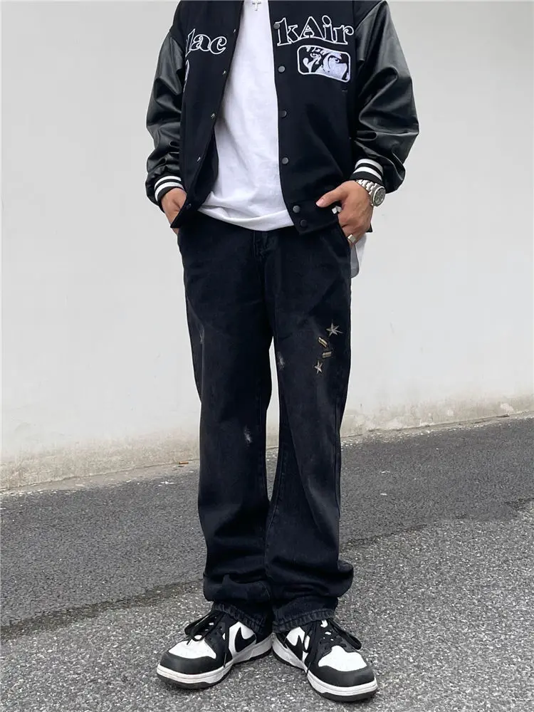 Y2K Retro Jeans Men's Loose Full -match Wide -legged New Men's Pants Straight Jeans Boyfriend Style Jeans Streetwear Men Denim