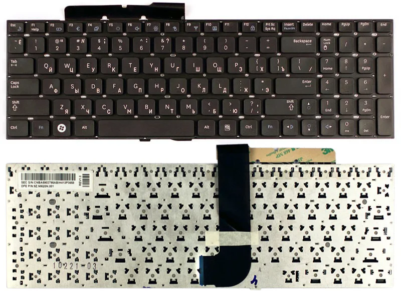 Клавиатура для Samsumg NP-RF511-S01RU черная без рамки