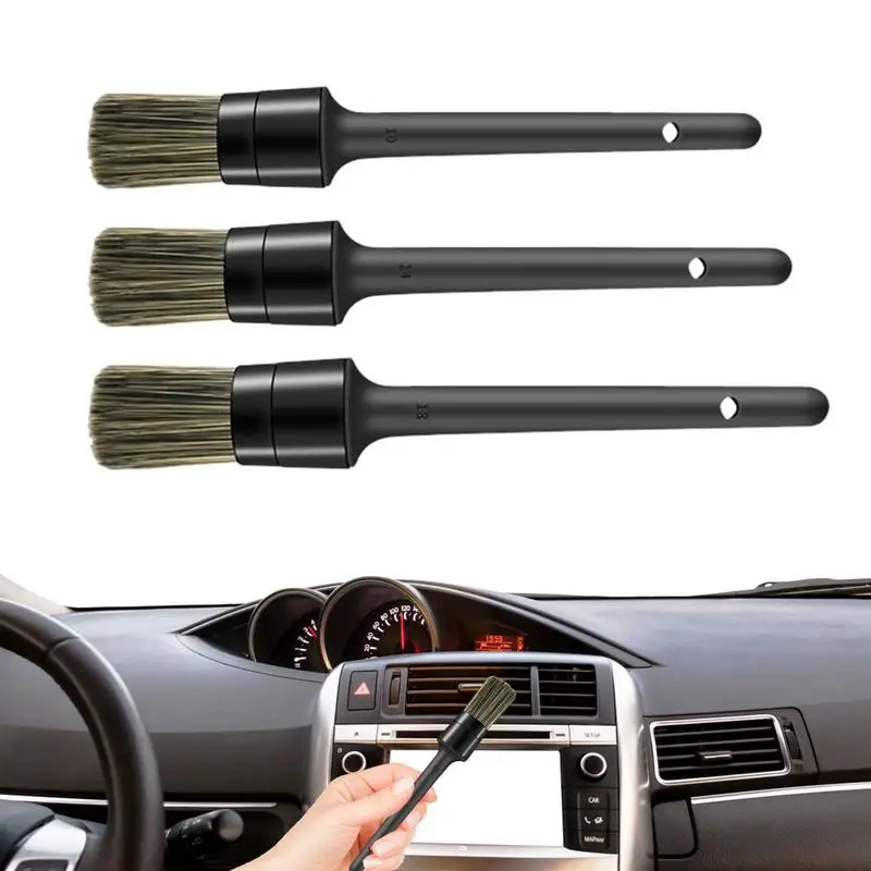 

Car Detailing Brushes Set 3 Different Sizes Car Interior Detailing Kit Brushes For Interior Exterior Wheels Tires Leather Seat