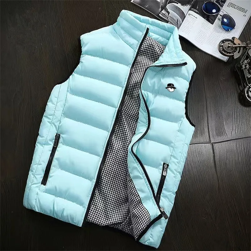Men Golf Jacket Vest Korea Fashion Zipper Vest Down Coats Winter Male Windproof Warm Waistcoat Padded Jacket Golf Clothing