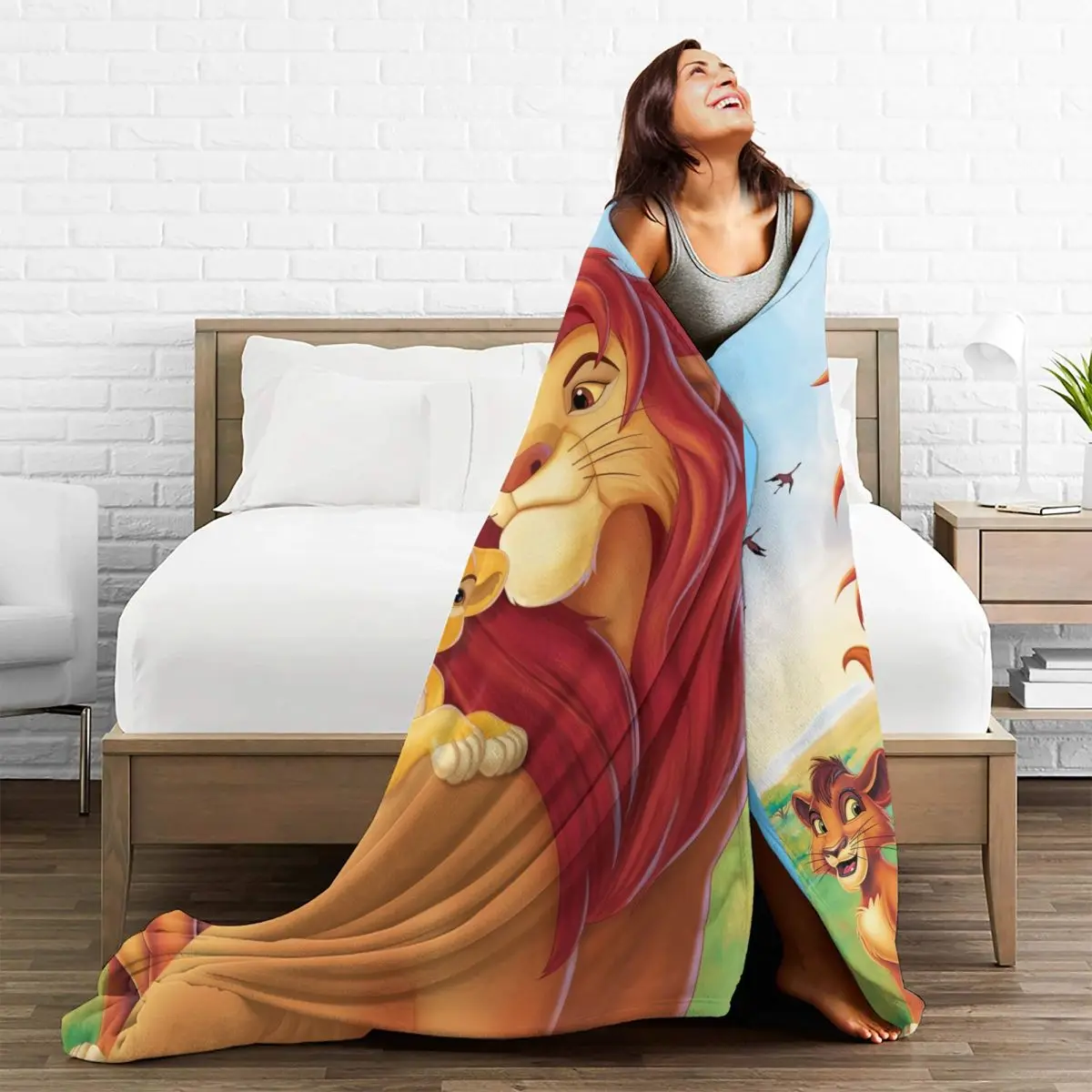 Lion King Simba Blanket Quality Soft Warm Throw Winter Camping Couch Chair Sofa Bed Print Bedspread