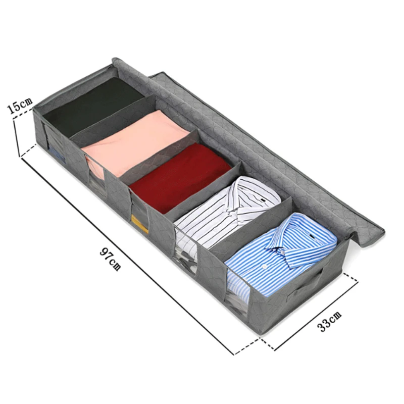 

Under Bed Storage Bag Quilt Blanket Clothes Storage Bin Box Divider Folding Closet Organizer Clothing Container Large