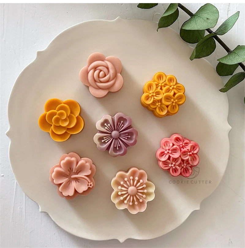 

15g20g Mini Sweet-scented Osmanthus Mid-Autumn Festival Flower Moon Cake Mould Chinese Cake Mould Mini Pastry Hand Pressing Mold