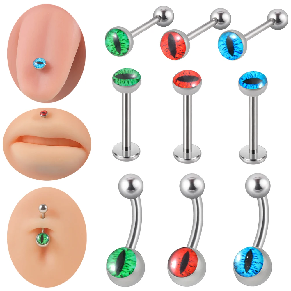 

1PC Stainless Steel Devil Eyes Belly Button Ring Labret Lip Tongue Stud Navel Piercing Navel Rings Body Jewelry For Women Gift
