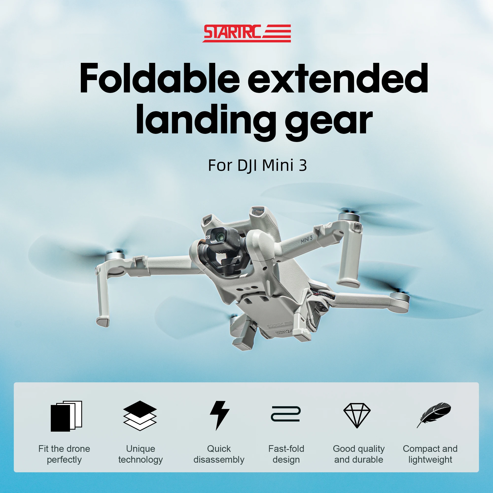 

Foldable Landing Gear For Dji Mini 3 Extended Long Leg Foot Protector Skid For dji Mini 3 Pro Drone Accessories