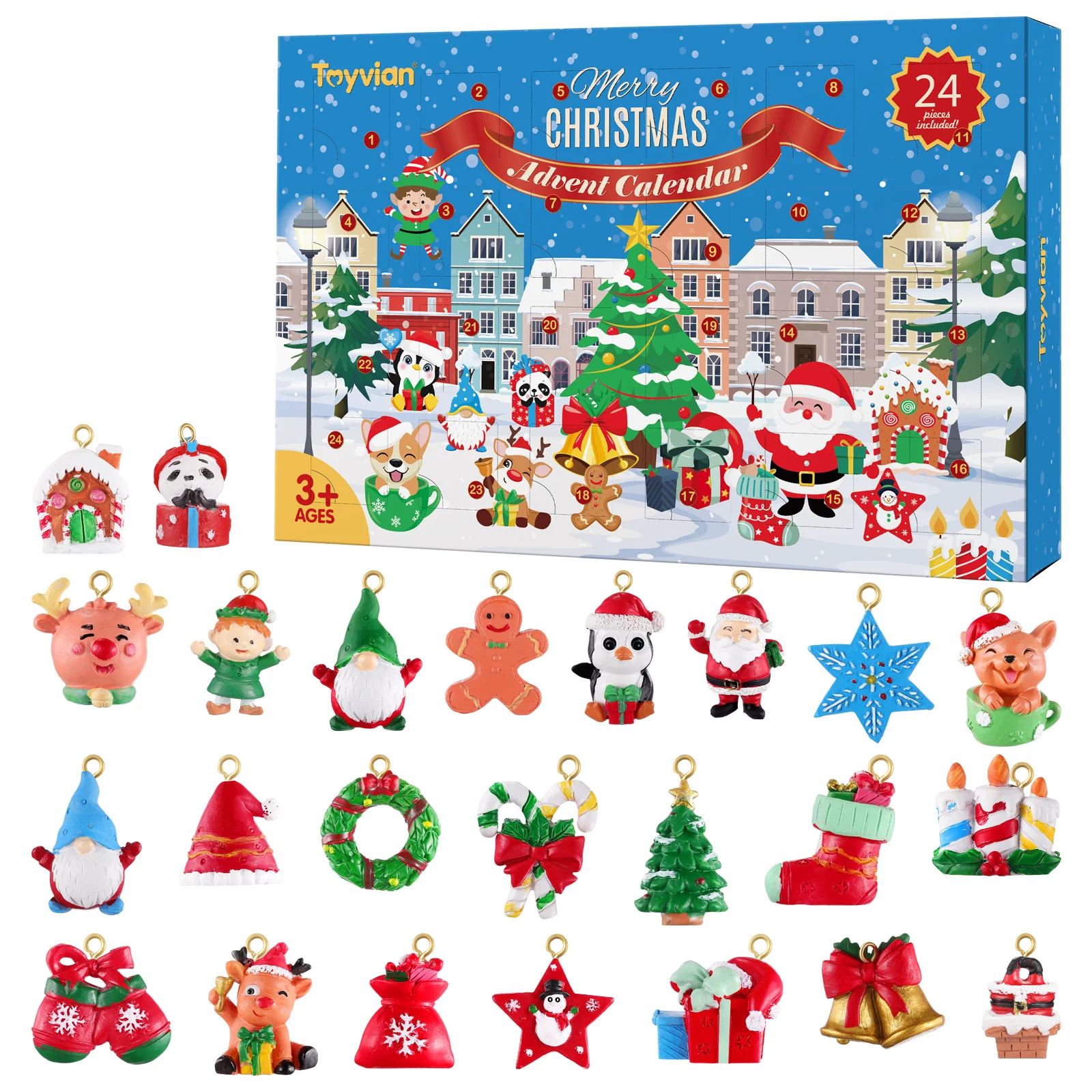 

24pcs Christmas Countdown Toys Chrsitmas Party Decoration Advent Calendar for Kids Christmas Tree Hanging Figurines