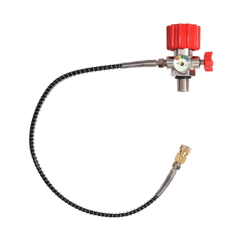 

24-дюймовый резьбовой регулятор клапана SCBA с резьбой M18X1.5, 5000 фунтов на квадратный дюйм, заливная станция, шланг для красного резервуара PCP