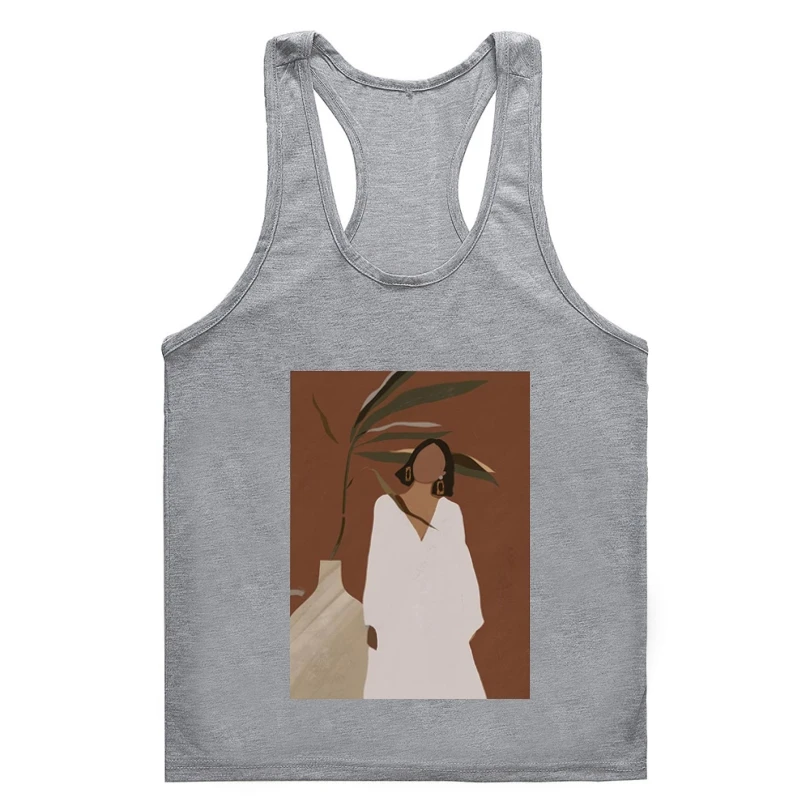 Футболка Y2k белая без рукавов для мужчин и женщин, майка в Корейском стиле с принтом кактуса и готического зала, топ без лица для спортзала