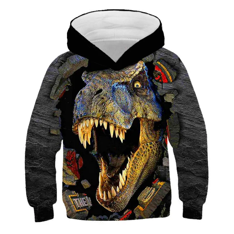3D Print Jurassic World Boys Hoodies Coats Spring Outerwear Kids Dinosaur Hooded Sweatshirt Clothes Children Long Sleeve Tops
