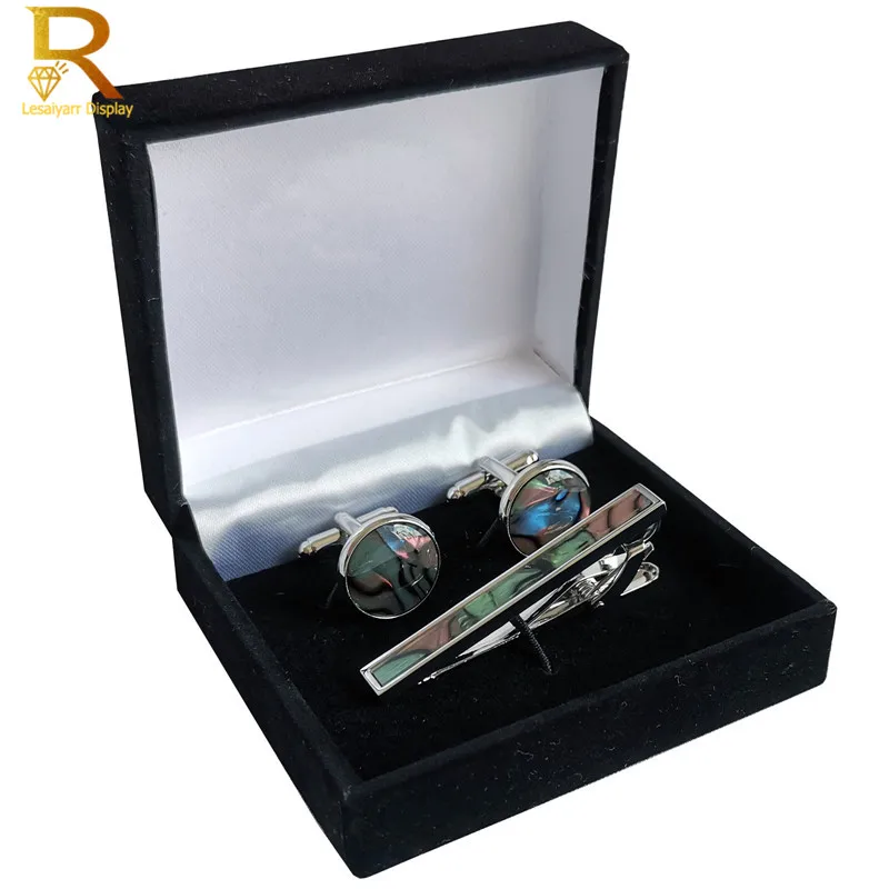 Men Shirt Cufflinks Gemelos Carrying Case Cuff Link Tie Clip Boxes 70x80mm