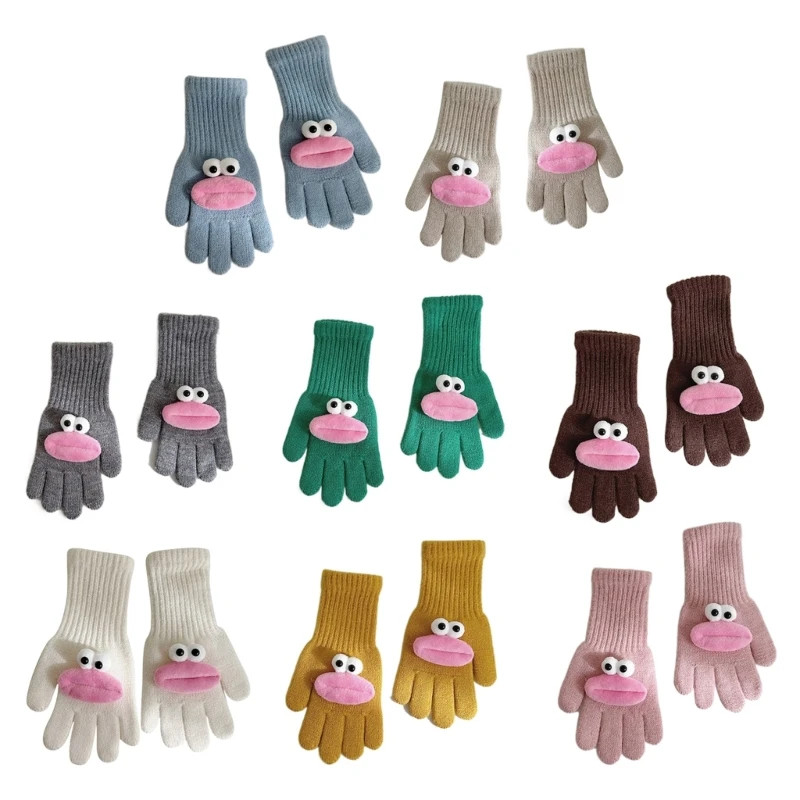 

& Funny Knitted Gloves for Children Soft & Warm Five Finger Gloves for Boys Girls Keep Your Kids Warm in Gift