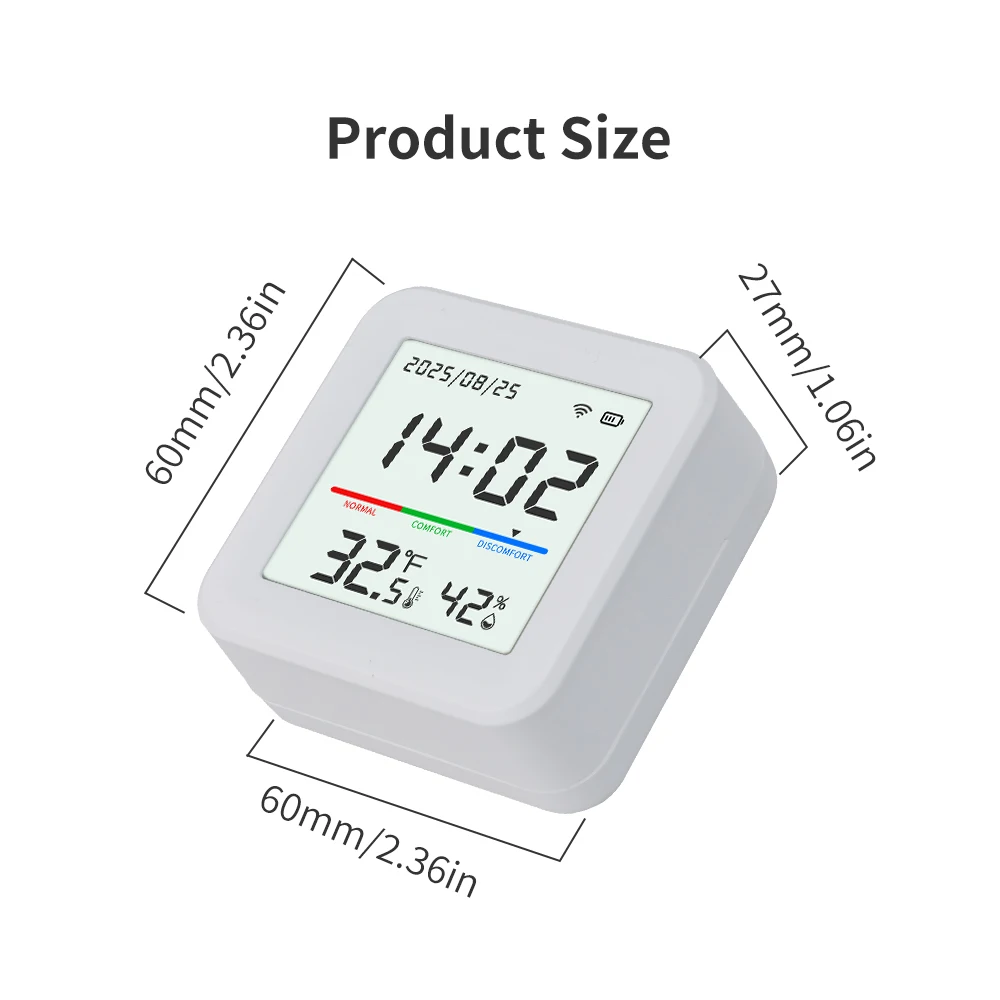 

Умный мини-датчик температуры и влажности Tuya WiFi с ЖК-дисплеем, термометр для умного дома, питание от батареи, мониторинг ...