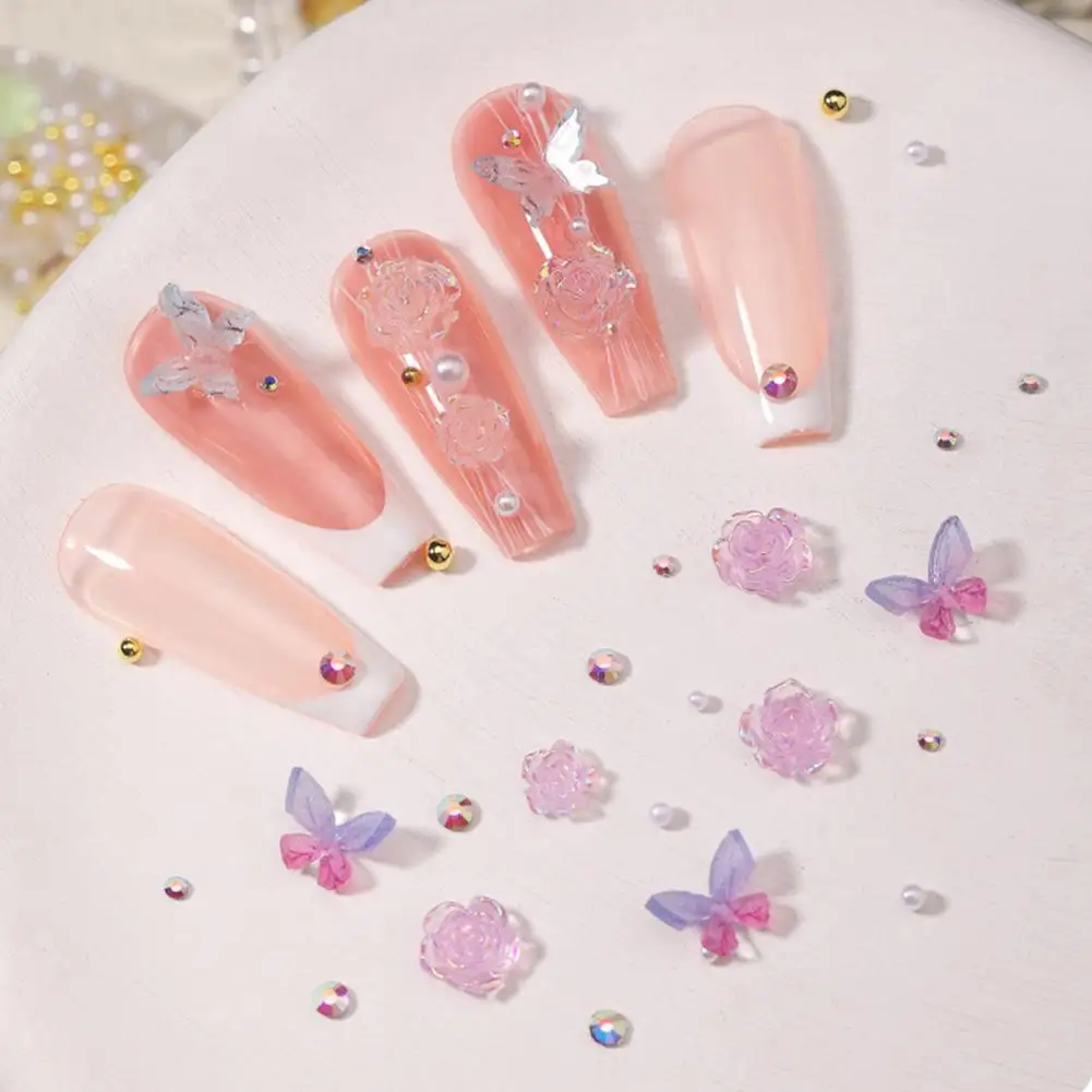 1 коробка новинка 2023 года разнообразные подвески для ногтей из смолы цветок