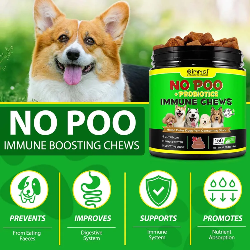 

No Poo Chews Coprophagia Stool Eating Deterrent for Dogs Stop Eating Poop for Dogs Prevent Dog Eating Poop Probiotics & Enzymes