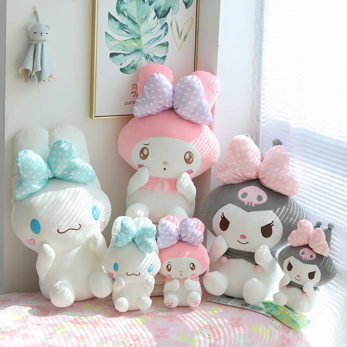 

New Cinnamoroll Kulomi My Melody Stuffed Dolls Kawaii Plush Toys Soft Pillow Room Decoration Fine Birthday Gift Girl