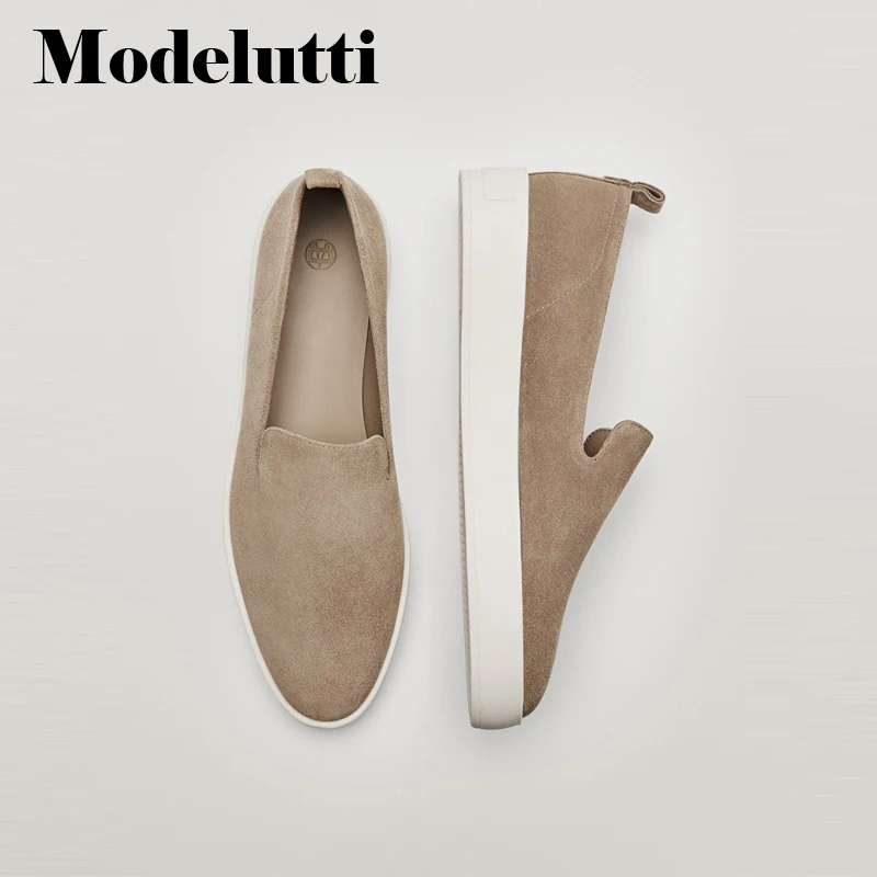 

Modelutti 2022 New England Style Fashion Simple Slip-On Loafers Women Soft Genuine Leather Lazy Female Shoes Women’s Flat Shoes