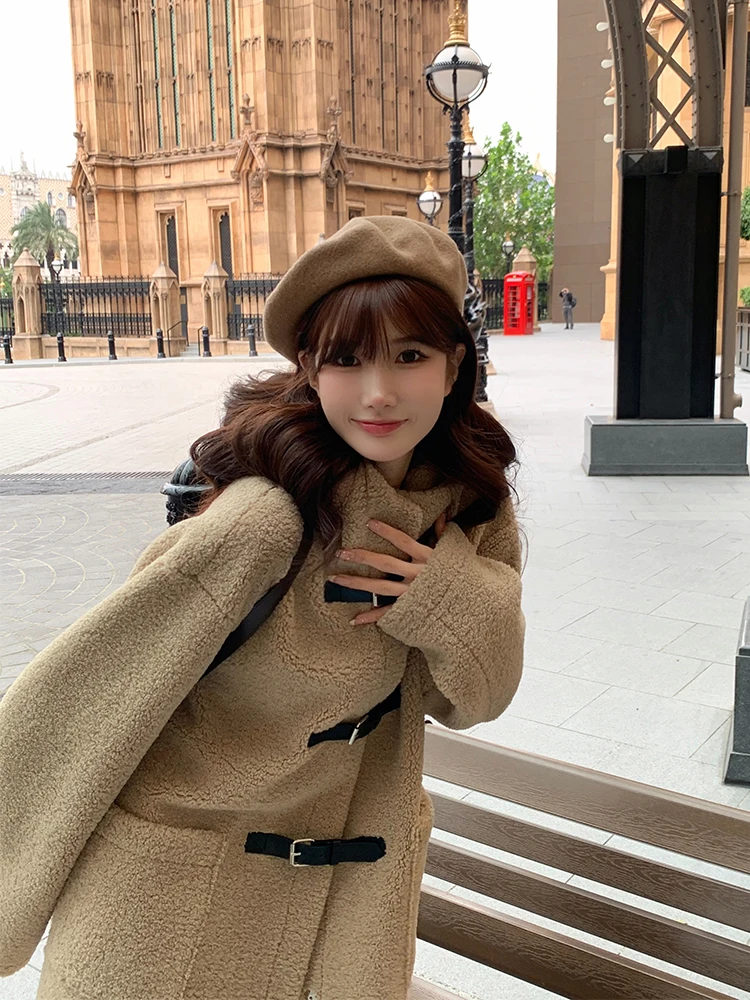 Bigking Daikin пальто с капюшоном из овечьей шерсти женское осенне-зимнее новое