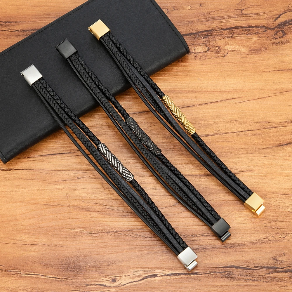 Классический мужской кожаный браслет XQNI ручная работа многослойный