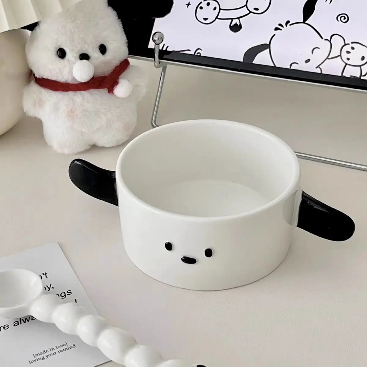 

Korean INS cute puppy shaped ceramic bowl salad yogurt fruit soup bowl children's rice bowl breakfast cereal bowl