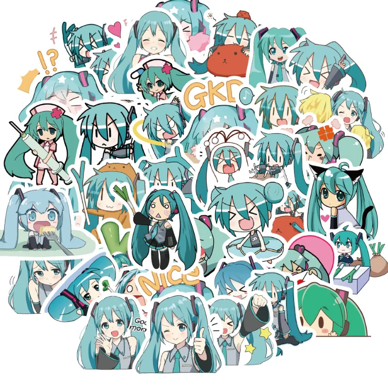 

10/30/50PCS Cartoon Chibi Cute Miku Graffiti Stickers for Luggage Laptop Ipad Skateboard Gifts Mobile Phone Car Stickers Toys