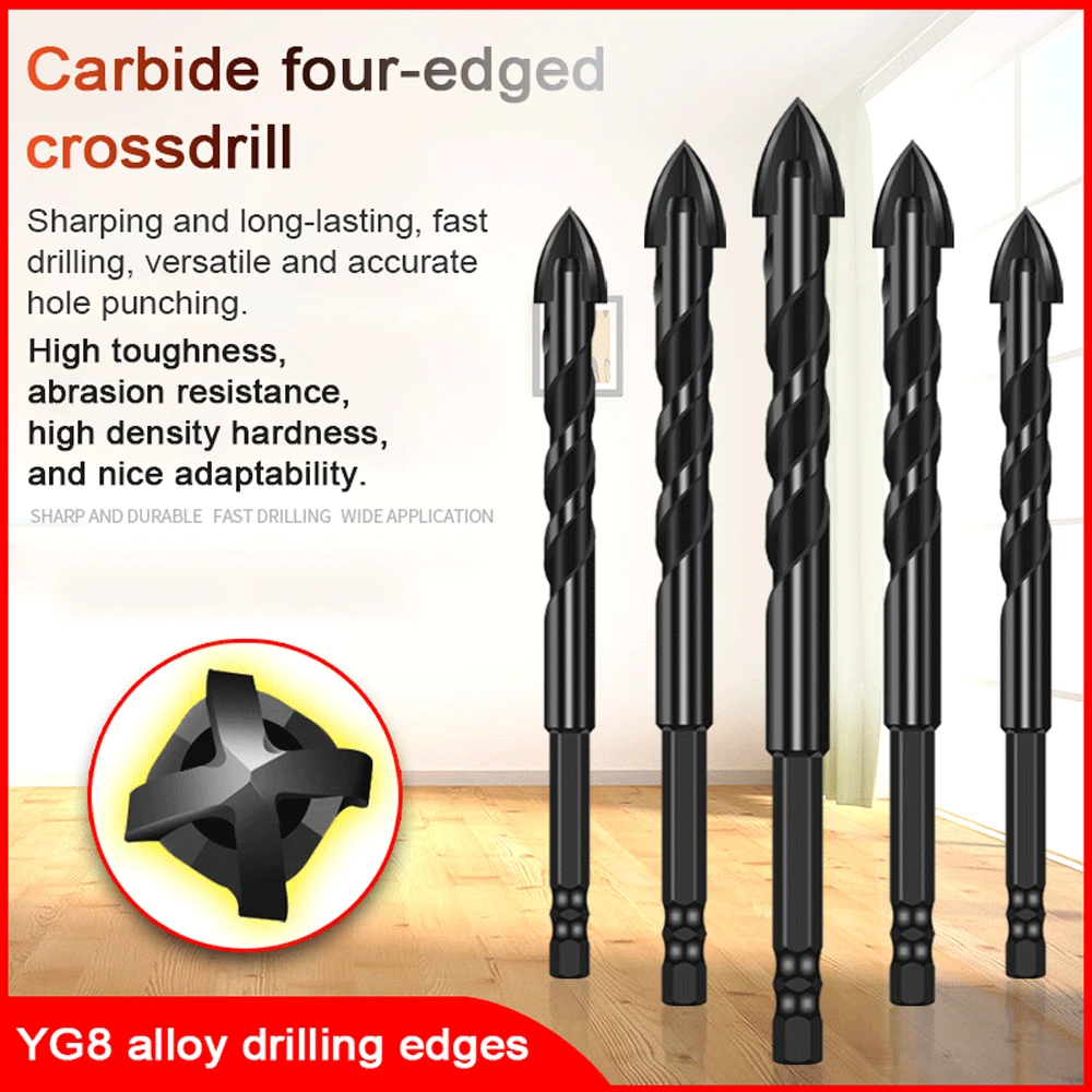 

Набор твердосплавных сверл YG8 с четырьмя краями для сухой и влажной перфорации, 10 шт.