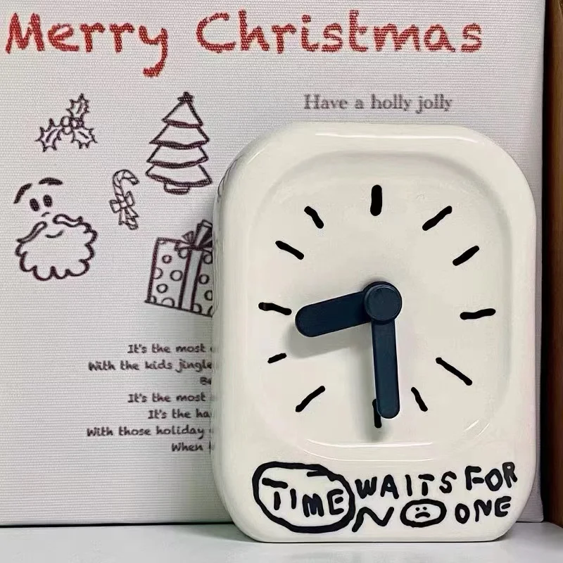 Настенные часы в скандинавском стиле белые кремовые тихие настольные для