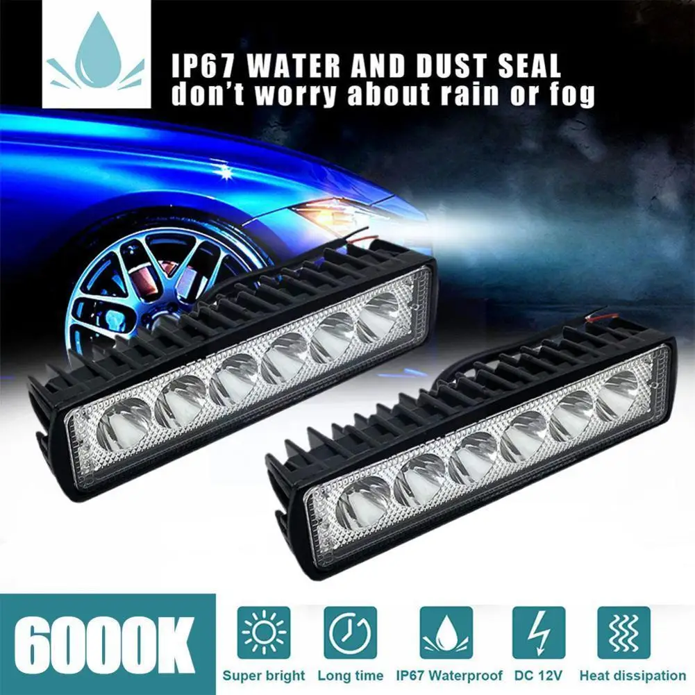 

6LED 18W Spot Work Light Strips DRL Driving Spotlight Bright Fog DRL ATV SUV Truck Vehicle Off-road Headlights Lights Lamp B2Z7