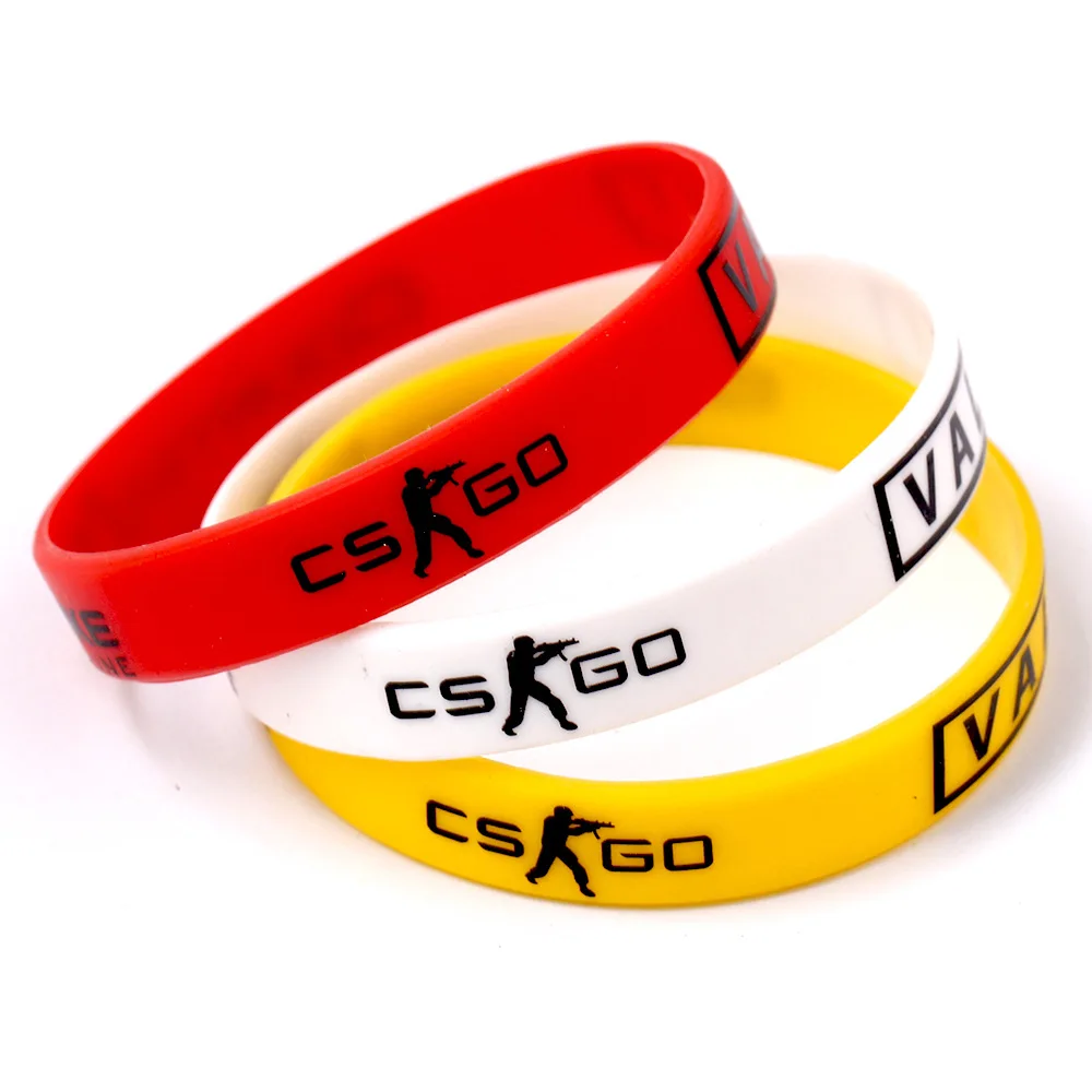 

1 PCS Game CS GO Silicone Bracelets CSGO Counter Strike Bangles Red Yellow White Movement Wristband Band Charms Men Jewelry Gift