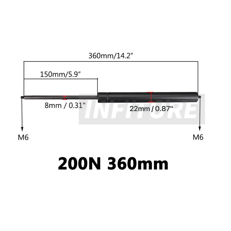 2 шт. 360 мм 460 200N M8 Универсальная подъемная опора Передний капот с капюшоном Задняя
