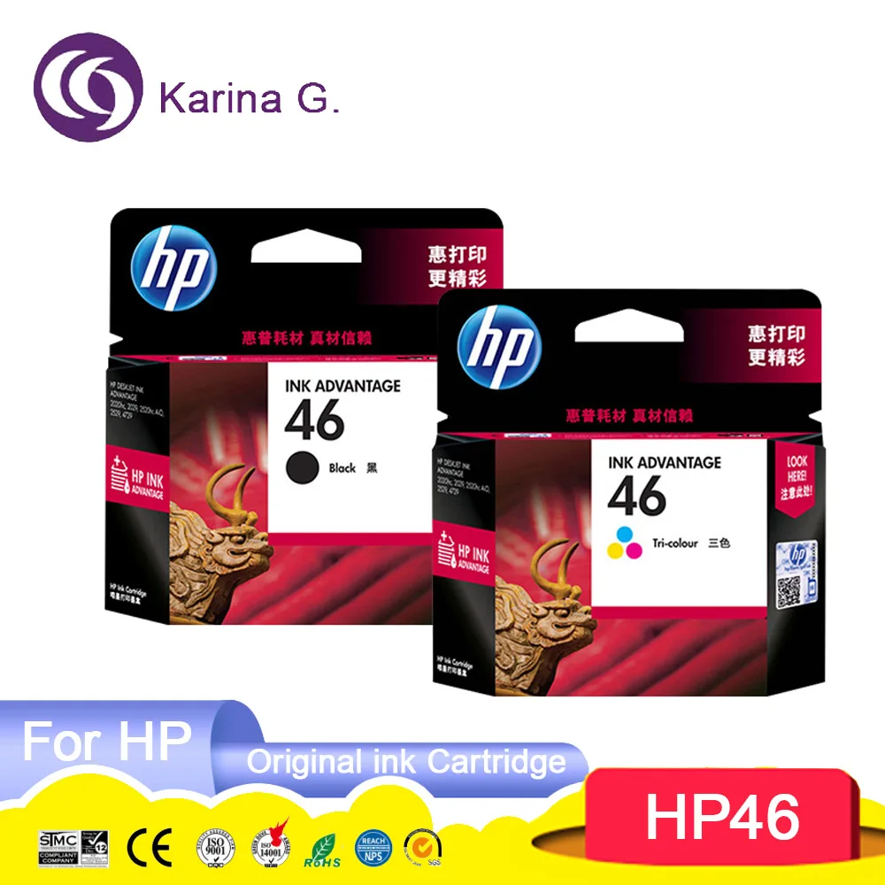 

HP46 46 Premium черный оригинальный цветной струйный картридж для принтера HP Deskjet 2520hc 2020hc 2029 2529 4729