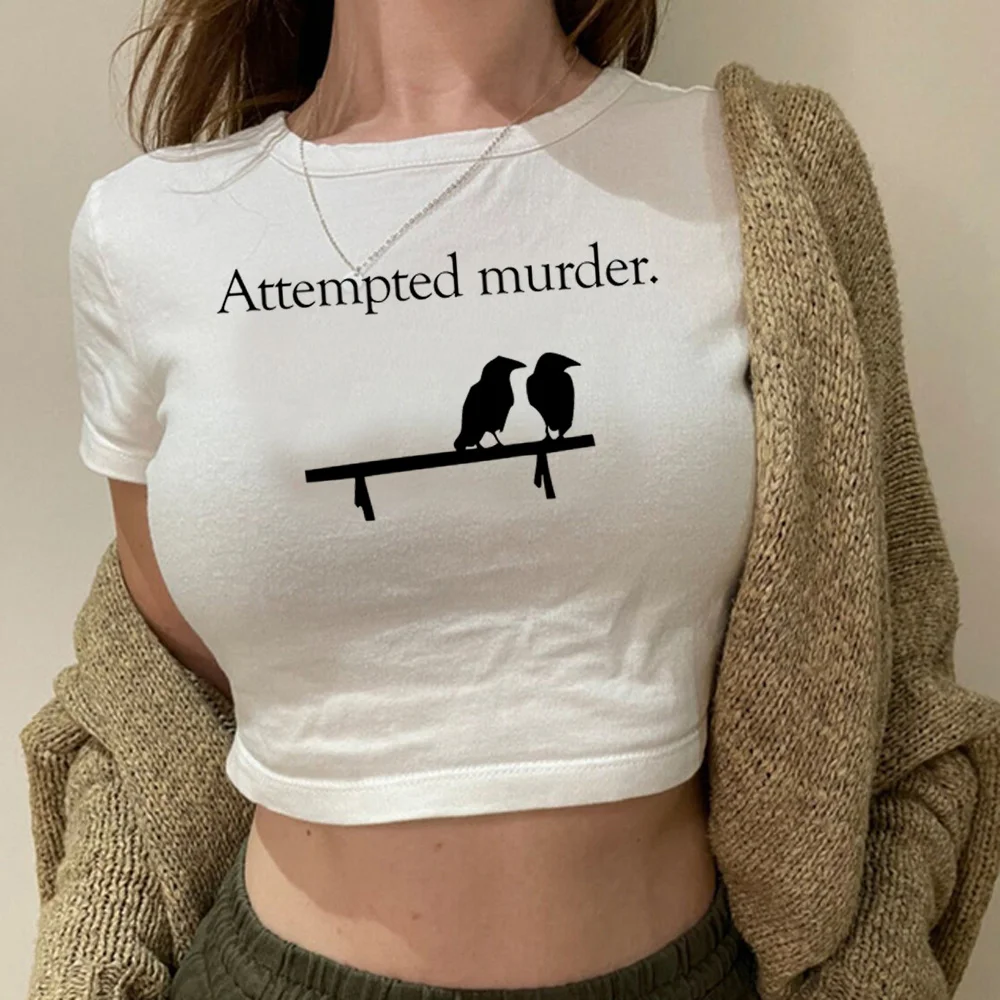 

Attempted Murder 90s yk2 hippie crop top Woman fairycore trashy kawai Harajuku t-shirts