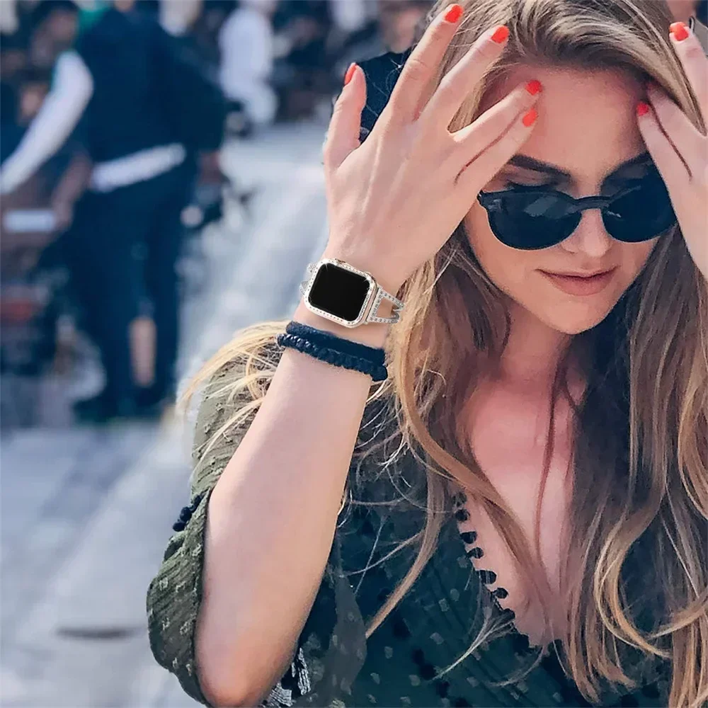 Чехол для Apple Watch чехол 10 42 мм 46 Bling чехол-бампер с алмазами + защита экрана Iwatch Series