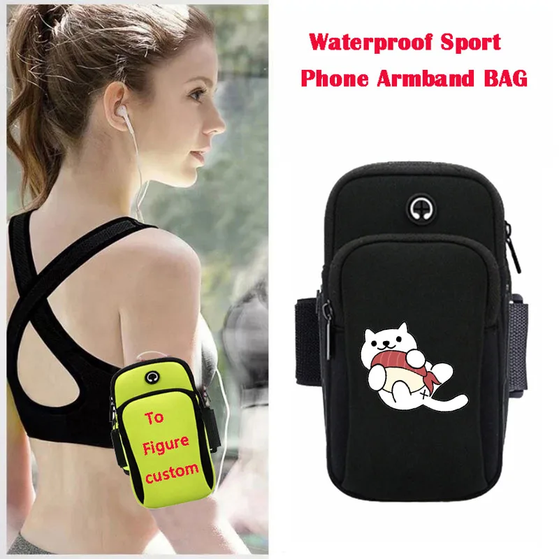 

Unisex Sport Arm package Running Jogging Gym Arm Band Mobile Bag Case Cover Holder For anime Neko Atsume Cartoon Arm Bag