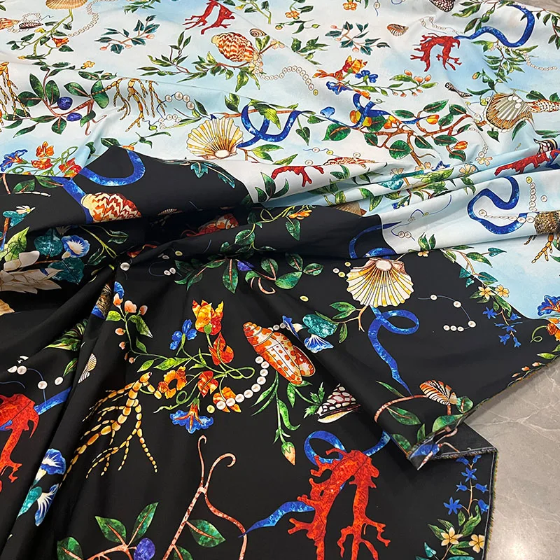 Европейская и американская хлопчатобумажная ткань с принтом растений ракушек