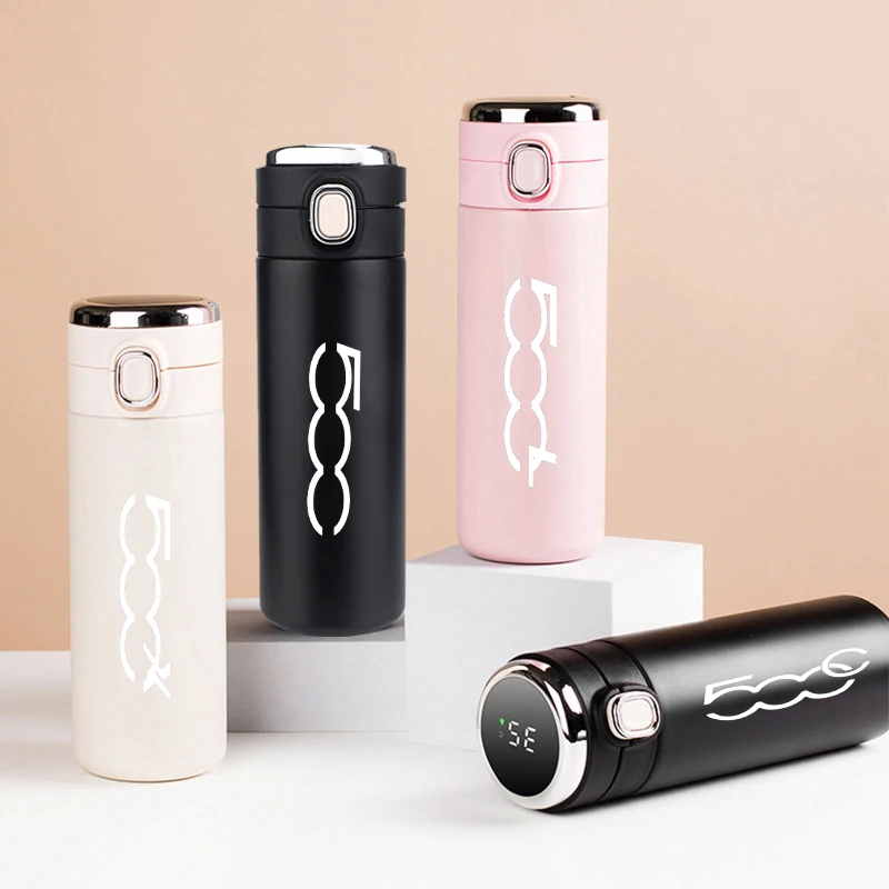 Умный автомобильный термос, фляжка, Дорожная Спортивная чашка, Вакуумная бутылка для воды из нержавеющей стали для Fiat 500 500C 500L 500X 500e Punto Stilo