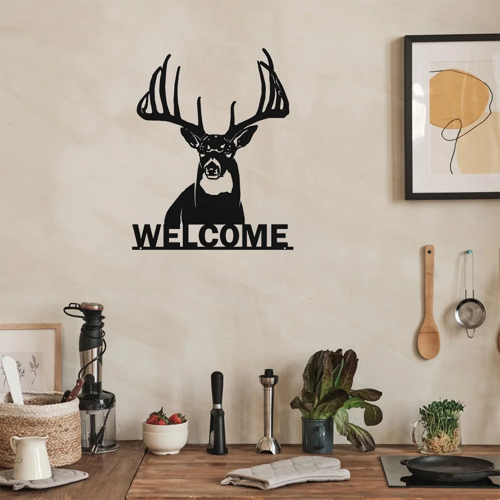 Очаровательная металлическая настенная художественная вывеска Whitetail Deer Buck —