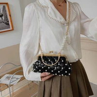 2022 new luxury designer handbag inlaid with pearl womens handbag pearl chain cross waist bag fashion handbag shoulder bag