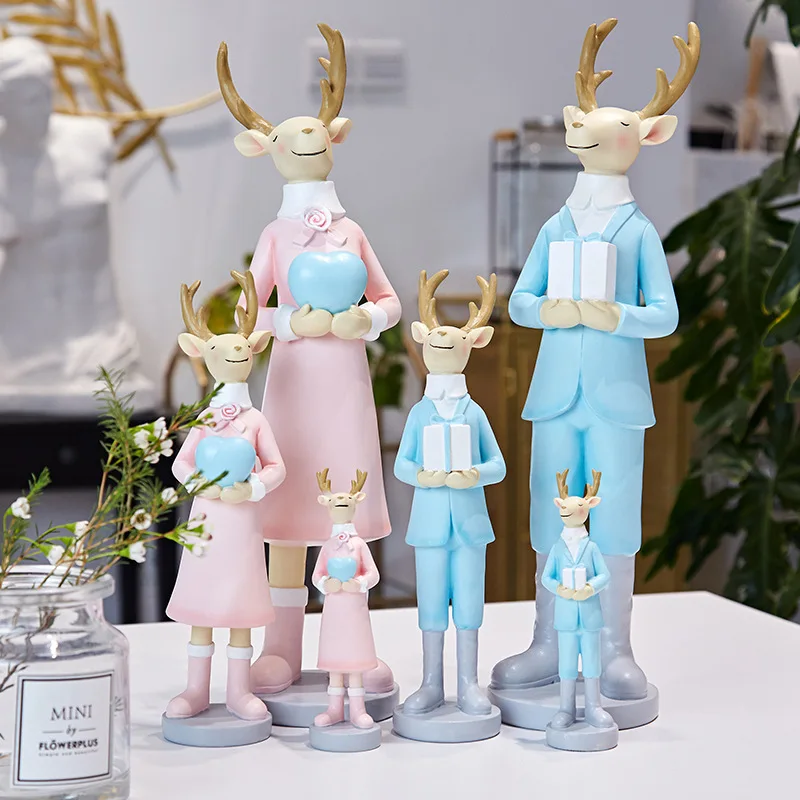 

Nordic Standing Elk Home Decoration Creative Cartoon Deer Resin Crafts Room Ornament Furnishing decorative figurines home decor