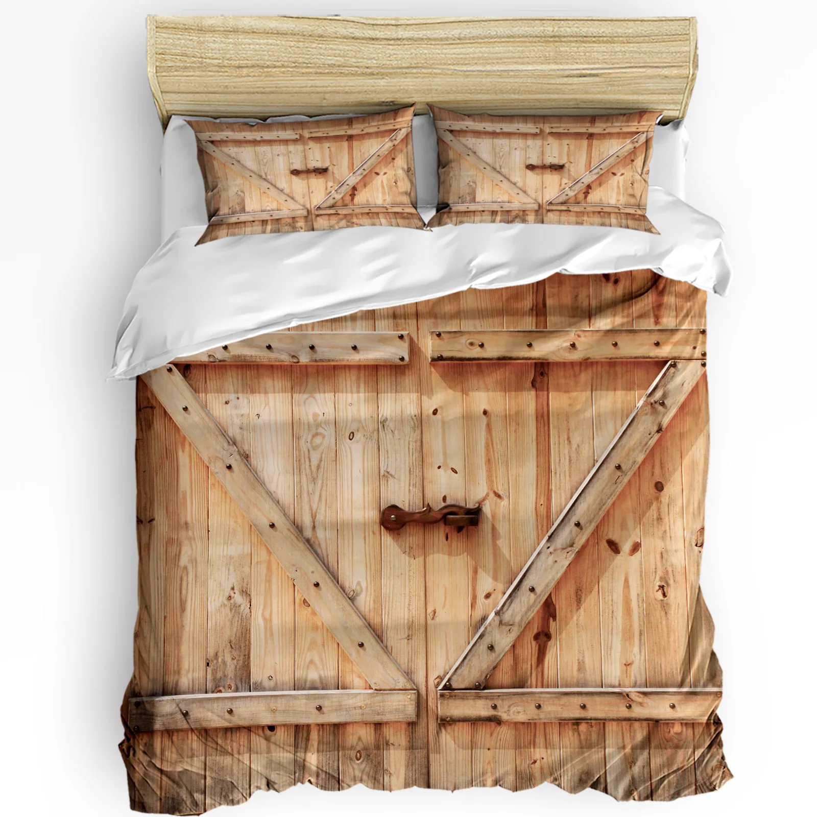 

Wooden Door Texture Vintage Printed Comfort Duvet Cover Pillow Case Home Textile Quilt Cover Boy Kid Teen Girl 3pcs Bedding Set