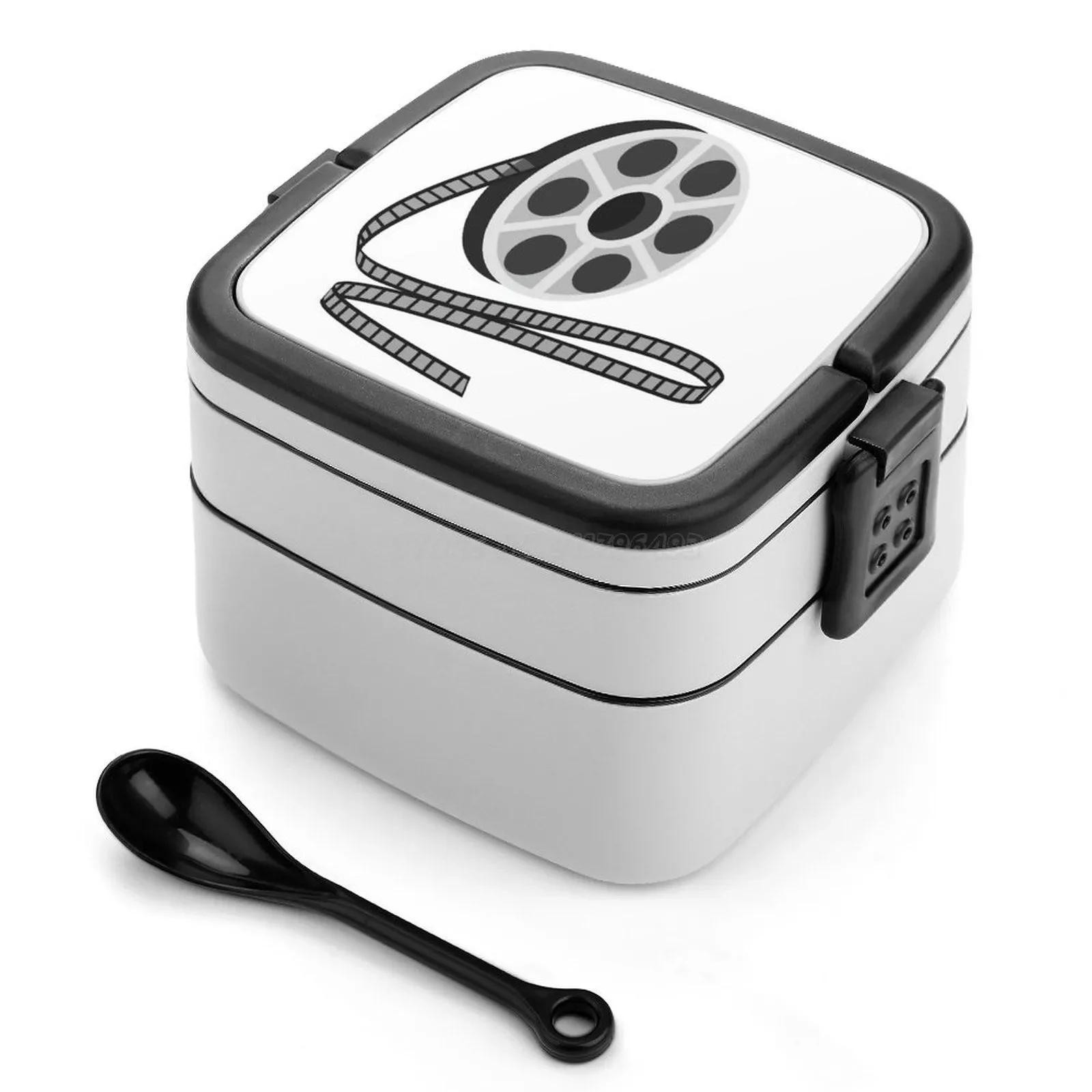 

Film Reel Double Layer Bento Box Portable Container PP Material Bento Box Film Cinema Camera Vintage Old Cinematograph