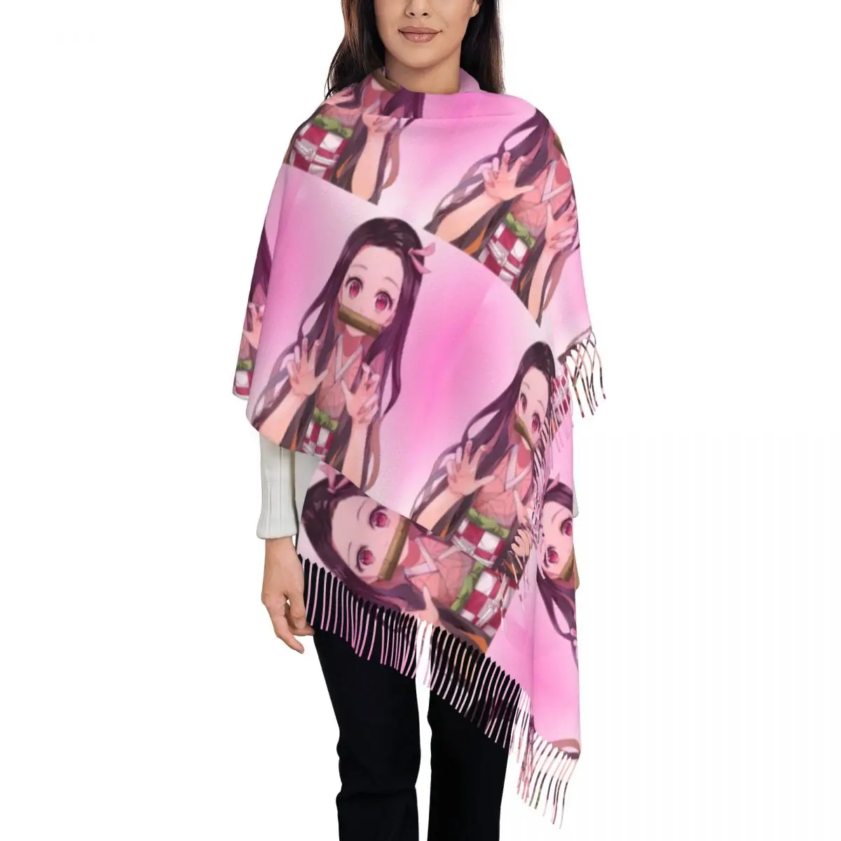 Шарф с персонализированным принтом аниме рассекающий демонов шарф для мужчин и